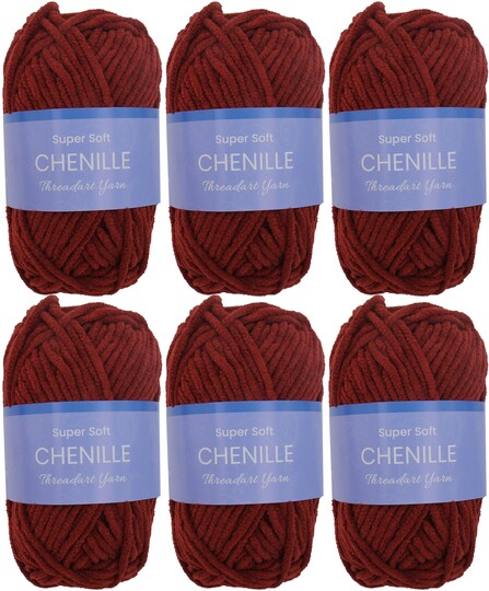 ThreadArt #5 Chenille Yarn for Crocheting, Knitting, Amigurumi, Super Soft Plush Velvet Yarn - 50 Gram 60 yds Fluffy Yarn Skeins